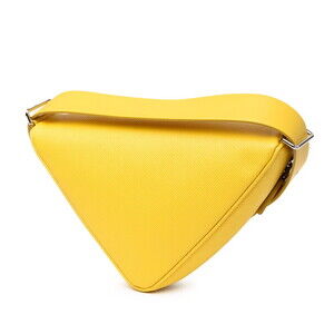 Prada Bag Saffiano Leather Shoulder Triangle Yellow Plate Logo